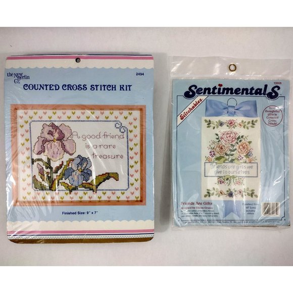 2 counted cross stitch kits - Friends Sentimentals Good Friend Rare Treasure - Picture 1 of 12